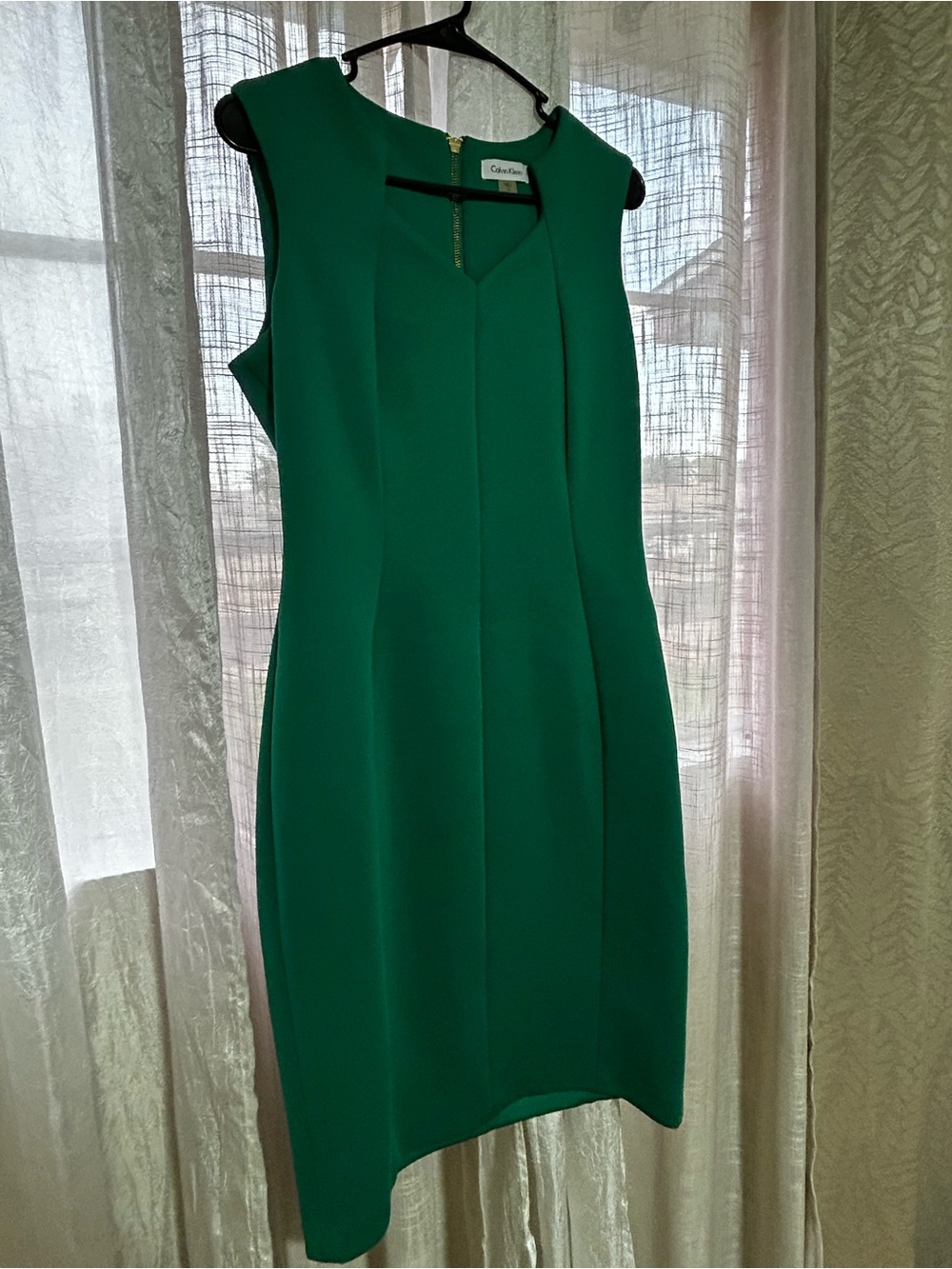 Calvin Klein Emerald Green Sleeveless Midi Sheath Dress